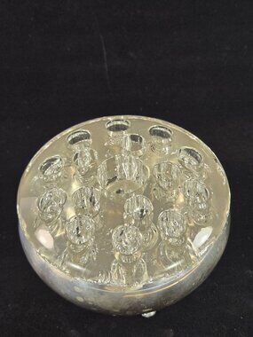 Vintage Footed Silverplate Flower Frog with Glass Top Wm A Rogers Canada